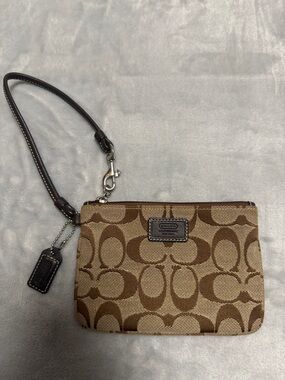 Vintage COACH Brown Monogram Wristlet